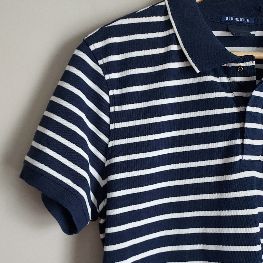 Scotch & Soda Men's Short Sleeve Blue and White Stripe Polo Size Large NEW NWT - Picture 5 of 13